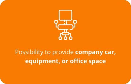 Possibility to provide company car, equipment, or office space
