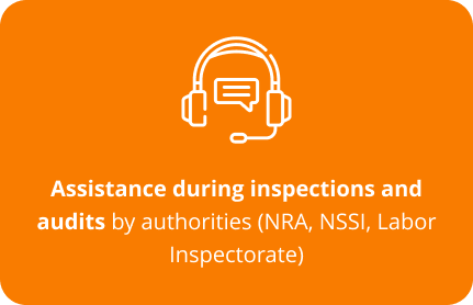 Assistance during inspections and audits by authorities (NRA, NSSI, Labor Inspectorate)